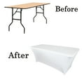 thumbnail image 5 of Keylever 4FT Fitted Spandex Tablecloth, Elastic Rectangular Table Cover for Party Birthday Banquet Wedding, White, 2 Pack, 5 of 8