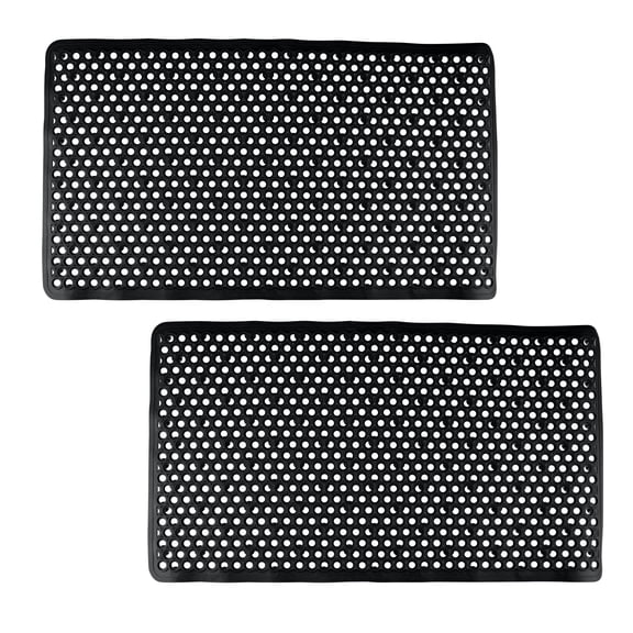 Bath Bliss 2 Pack Self-Draining PVC Bath Mat in Matte Black
