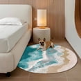 thumbnail image 3 of Round Area Rug 8ft,Bohemian Seaside Gradient Ocean Waves Washable Carpet Non-Slip Runner Accent Rugs Indoor Floor Mat for Bedroom Living Room Decor,Summer Beaches, 3 of 9