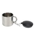 thumbnail image 3 of Taza de café para acampar, taza de té de acero inoxidable con preservación del calor de 110ml con hebilla de conexión para mochilero al aire libre y senderismo, 3 of 5