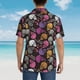 thumbnail image 4 of Balery Halloween Skeleton Camisas hawaianas de manga corta para hombre, camisas playeras de corte holgado, camisas de vacaciones con botones,3X-Large, 4 of 7