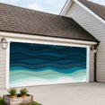 thumbnail image 4 of Teal Ocean Garage Door Cover Banner 6 x 13 FT, Coastal Sea Moire Waves Abstract Ombre Art Garage Door Curtains Backdrop with Grommets for Indoor Outdoor Wall Party Porch Yard Decorations Background, 4 of 9