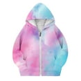 thumbnail image 3 of SGFCWSX Girls Hooded Sweatshirts Soft Zip Up Hoodie Kids Gradient Tie Dyeing Sweatshirt Jacket Purple Size 4-5Years, 3 of 4