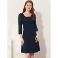 thumbnail image 2 of INSPIRE CHIC Women's Square Neck Ruffle Trim Sheer 3/4 Sleeve Chiffon Mini Dress 2 L, 2 of 5