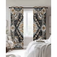 thumbnail image 3 of Grey Orange Boho Blackout Curtains, Light Blocking Print Window Curtains, Southwestern Ethnic Retro Geometric Thermal Insulated Window Drapes for Living Room Kitchen Cafe 2 Panels, 104"W x 84"L, 3 of 9