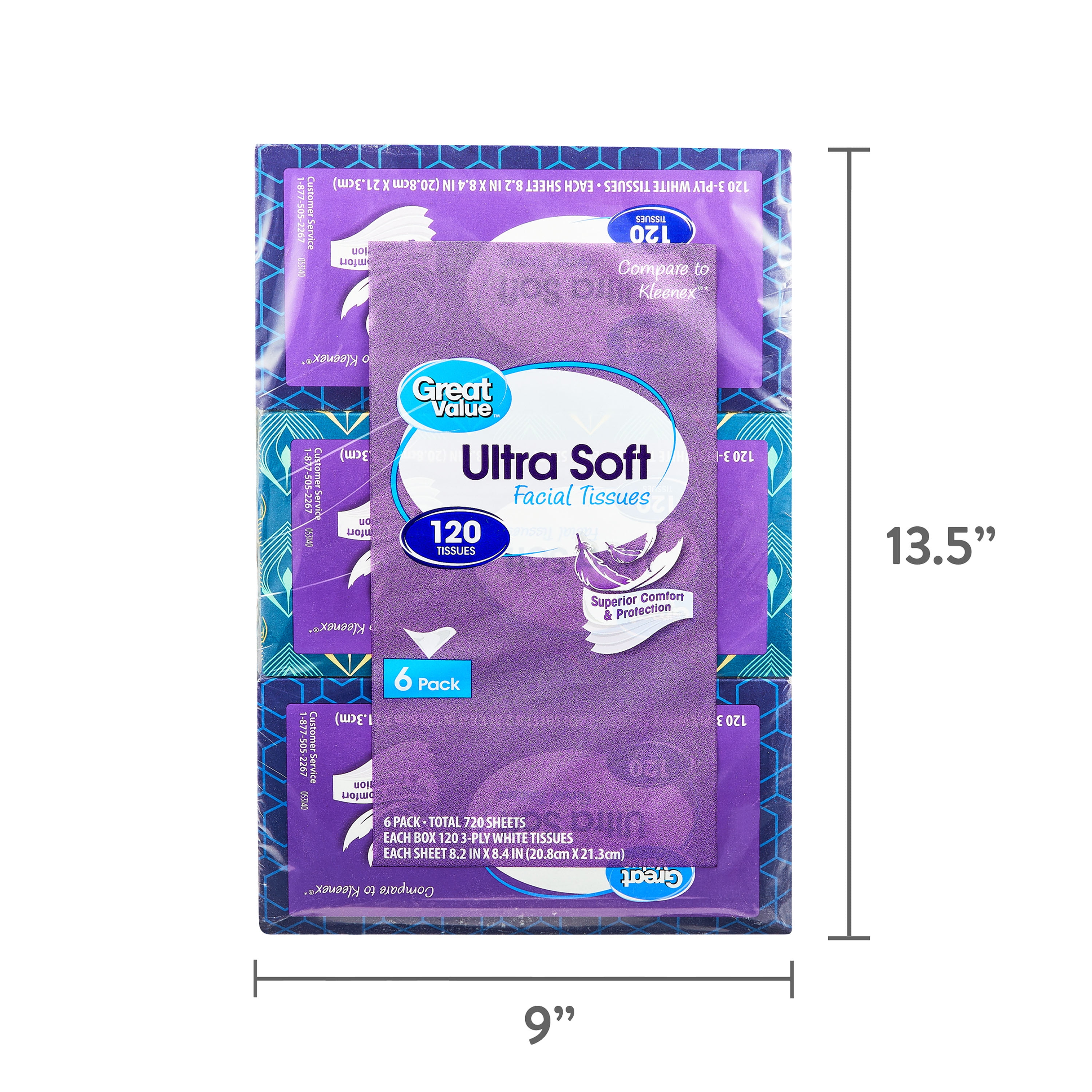 Kleenex Ultra Soft, 3 Flat Boxes, Soft Facial Tissue, 120 Tissues Per Box, 3 -Ply - View #2
