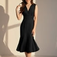 thumbnail image 6 of Women Midi Cocktail Dresses V Neck High Low Formal Party Evening Wedding Guest Dresses, 6 of 7