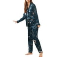 thumbnail image 2 of Womens 2 Piece Silk Satin Pajama Set Long Sleeve Lounge Sets Button Down Shirts and Pants PJs Soft Sleepwear Sets, 2 of 9