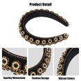 thumbnail image 4 of Unique Bargains 1 Pc Bling Rhinestone Headband  Double-layered Rhinestone Black Flannel Wide Edge Headband 5.71"x1.30, 4 of 7