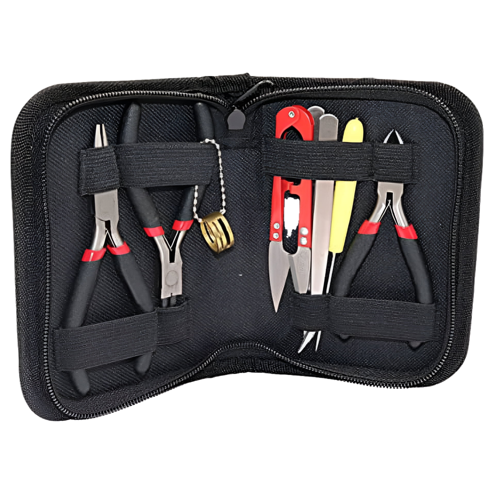 8PCS/Set Jewelry Making Tool Kits Pliers Set, Round Nose Pliers, Side Cutting Pliers, Wire Cutter, Scissor, Beading Tweezers, Hook Pulling Needle, Jump Ring Opener