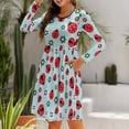 thumbnail image 6 of Fall Dresses for Women 2024, Ladybugs And Flowers 1 Womens Fall Dresses Long Sleeve Casual Tie Waist Clothes, Womens Fall Fashion 2024 Midi  Dresses Outfits with Pocket, 6 of 6