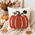 thumbnail image 4 of Btomtd Throw Pillow Cover 18 x 18 Inch, Pumpkin Tufted Embroidered Cushion Cover, Fall Pillow Cover for Sofa Couch Halloween Thanksgiving Decor, Orange, 4 of 8