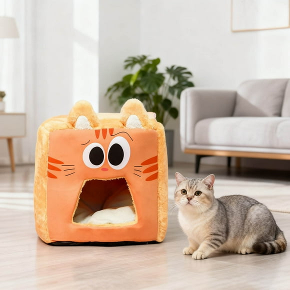 Cozy Enclosed Cat Bed Tent for Indoor Sleeping Comfort Warm Pet Winter Home Farmhouse Garage