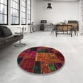 thumbnail image 4 of Ahgly Company Machine Washable Indoor Round Abstract Sangria Brown Area Rugs, 7' Round, 4 of 7