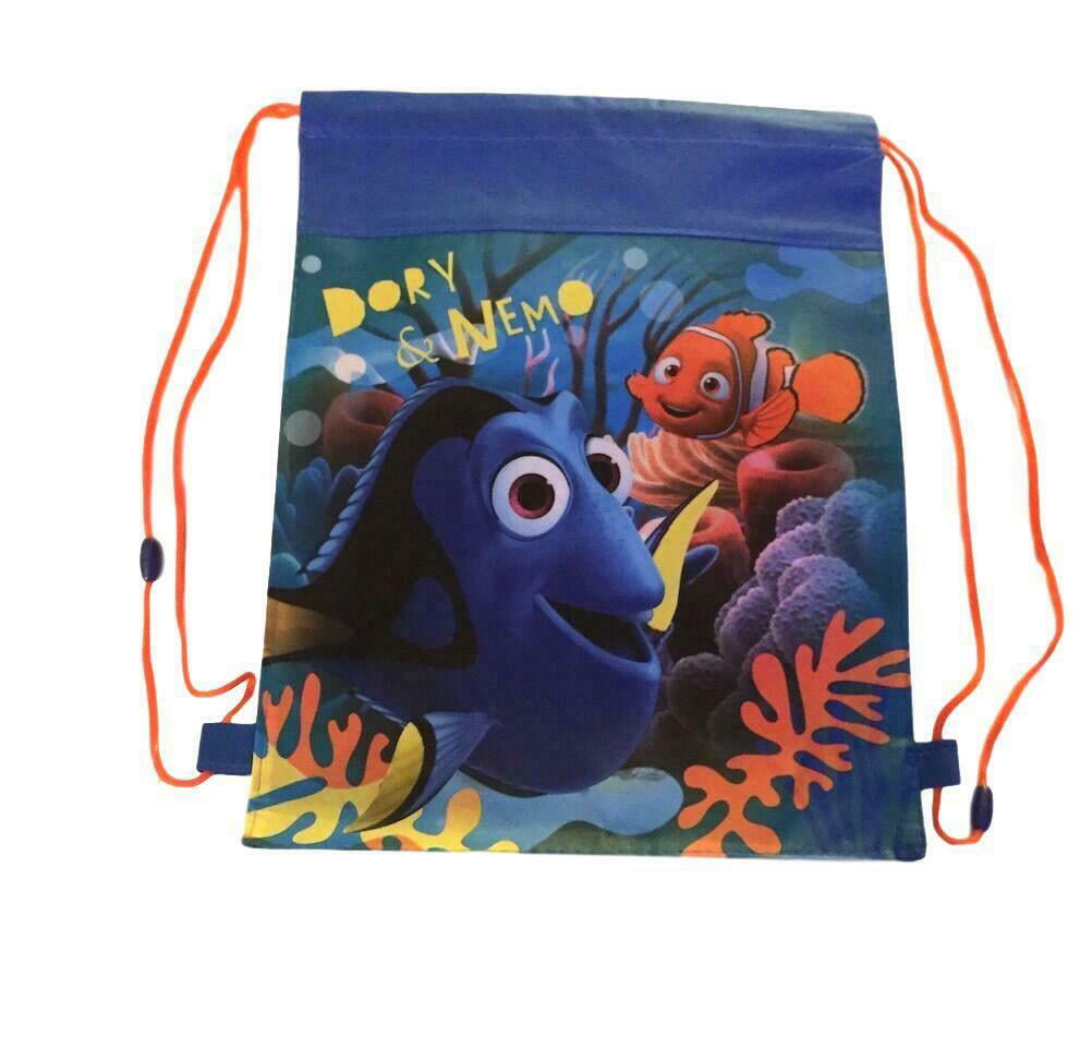 Sling Bag Tote Drawstring Non-Woven Disney Finding Dory Nemo Blue Girl Boy NEW 