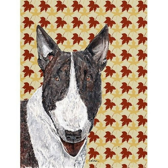 Bull Terrier Fall Leaves Flag Garden Size