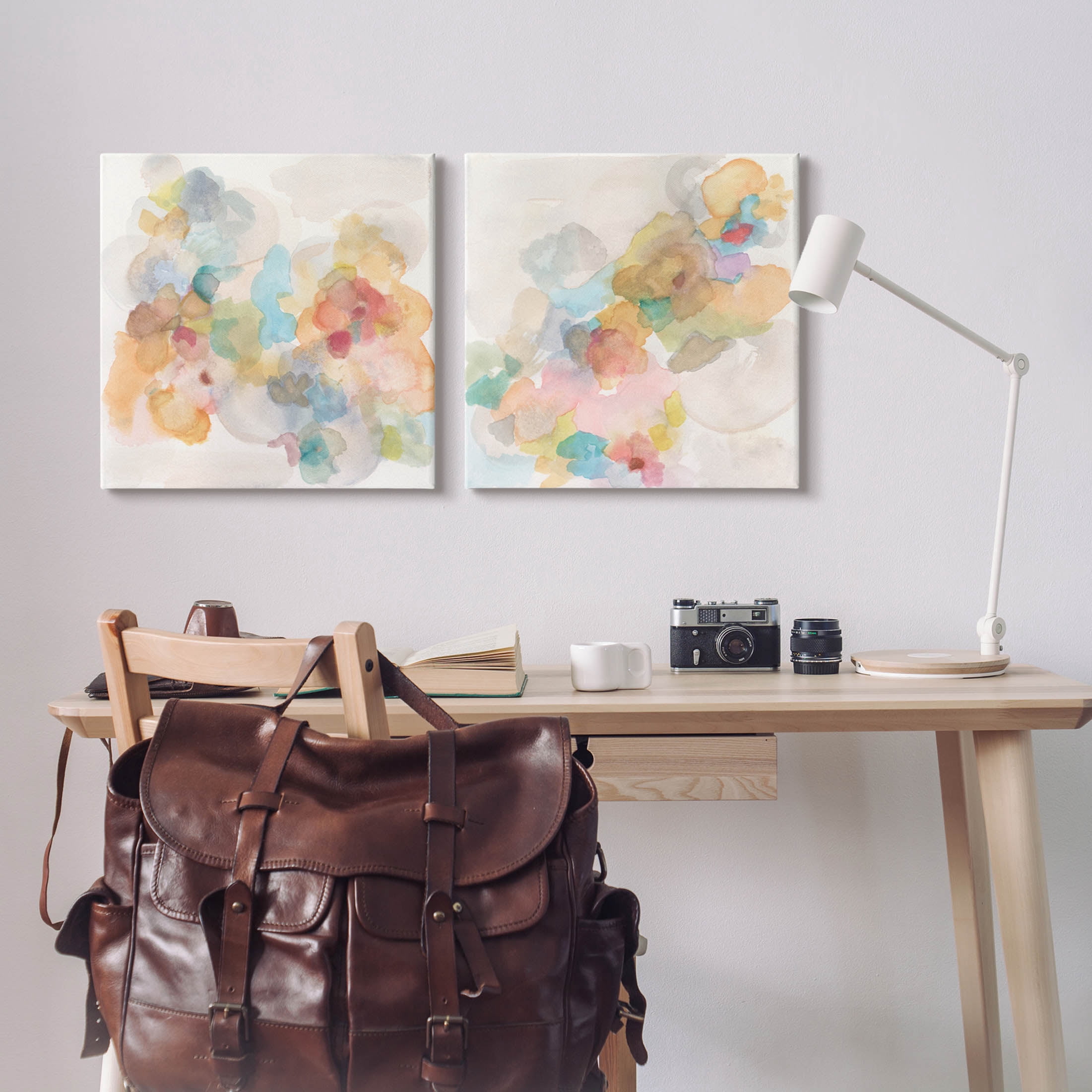 Stupell Industries Abstract Pastel Watercolor Composition Painting Gallery Wrapped Canvas Print Wall Art, Set of 2, Design by Jodi Fuchs