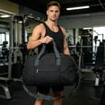 thumbnail image 7 of Foldable Sports Gym Bag with Shoe Compartment, Lightweight Travel Duffle for Workout and Weekend Trips,Black-45x30x12cm, 7 of 7