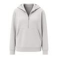 thumbnail image 4 of Luwomo Casual Womens Sweatshirts Cropped Half Zip Hoodie Long Sleeve Pullover Winter Lined Athletic Sweatshirt Comfortable Soft Streetwear Tops,Grey,S, 4 of 4