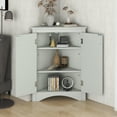 thumbnail image 2 of Bathroom Corner Storage Cabinet with Door, Wood Floor Standing Triangle Storage Organizer with 2 Adjustable Shelves, Home Space Saving Storage Cupboard for Living Room Bedroom Kitchen, Gray, D6788, 2 of 10