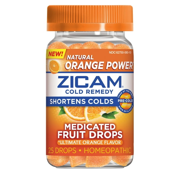 Zicam Zinc Cold Remedy Medicated Fruit Drops Ultimate Orange Flavor