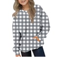 thumbnail image 2 of bbymog Plaid Sweatshirts for Teen Girls Boys Crewneck Long Sleeve Pullover Tops Boys Sweatshirt with Pocket Gray 10 Years, 2 of 7