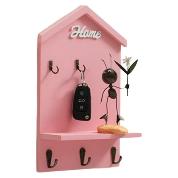 House Shape Key Storage Hooks Wooden Keychain Organizer Ideal For Schools Home Companies Blue