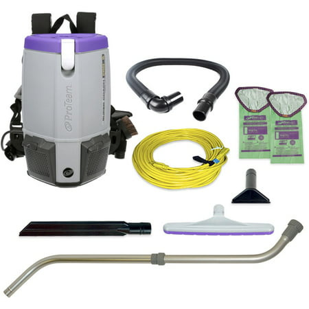 ProTeam 107310 6 Quart Super Coach Pro Backpack Vacuum with Xover Multi-Surface Telescoping Wand Tool