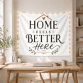 thumbnail image 5 of Home Feels Better Typography Scene with Roof and Leaves, Cozy Farmhouse Style for Farmhouse Decor Lovers, Wall Decor, Housewarming Gift, Tapestry Wall Hanging for Bedroom and Dorm, 5 of 7