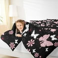 thumbnail image 5 of Feelyou Kawaii Pink Butterfly Bedding Comforter Set for Teen, Cartoon Cherry Blossoms Twin Comforter Sets, Tribal Mandala Style Reversible Bedding Set, Luxury Bedroom Decor, 2pcs, 5 of 9