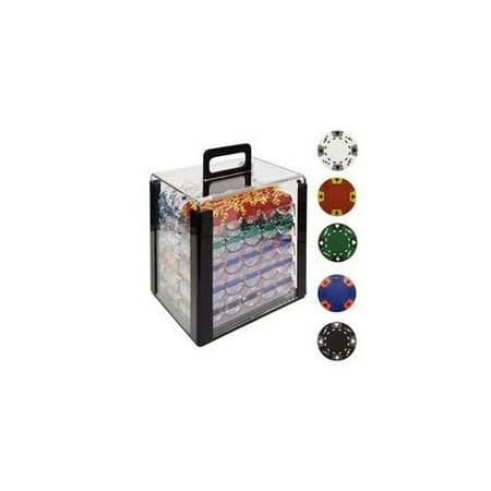 Trademark Poker 1000 14g Tri Color Ace-King Clay Poker Chips with Acrylic Case