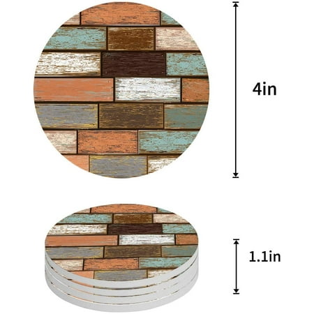 

ZHANZZK Rustic Old Wooden Plank Vintage Stripes Set of 6 Round Coaster for Drinks Absorbent Ceramic Stone Coasters Cup Mat with Cork Base for Home Kitchen Room Coffee Table Bar Decor