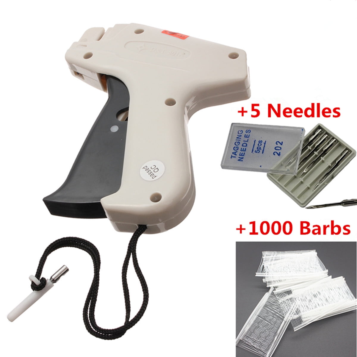 5 Needles Clothes Regular Garment Price Label Tagging Tag Gun 2" 1000 Barbs 