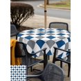 thumbnail image 5 of Outdoor Tablecloth with Umbrella Hole for Patio/Picnic/Party/Camping, Blue Grey Plaid Waterproof Table Cloth Square Cover Washable, Modern Geometric Minimalist Checkered (54"x 54"), 5 of 8
