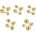 thumbnail image 6 of Knubmt 5 Pairs 316L Stainless Steel Stud Earrings Lightweight 3-7mm Small Ball Stud Earrings for Women Men, Gold, 6 of 6