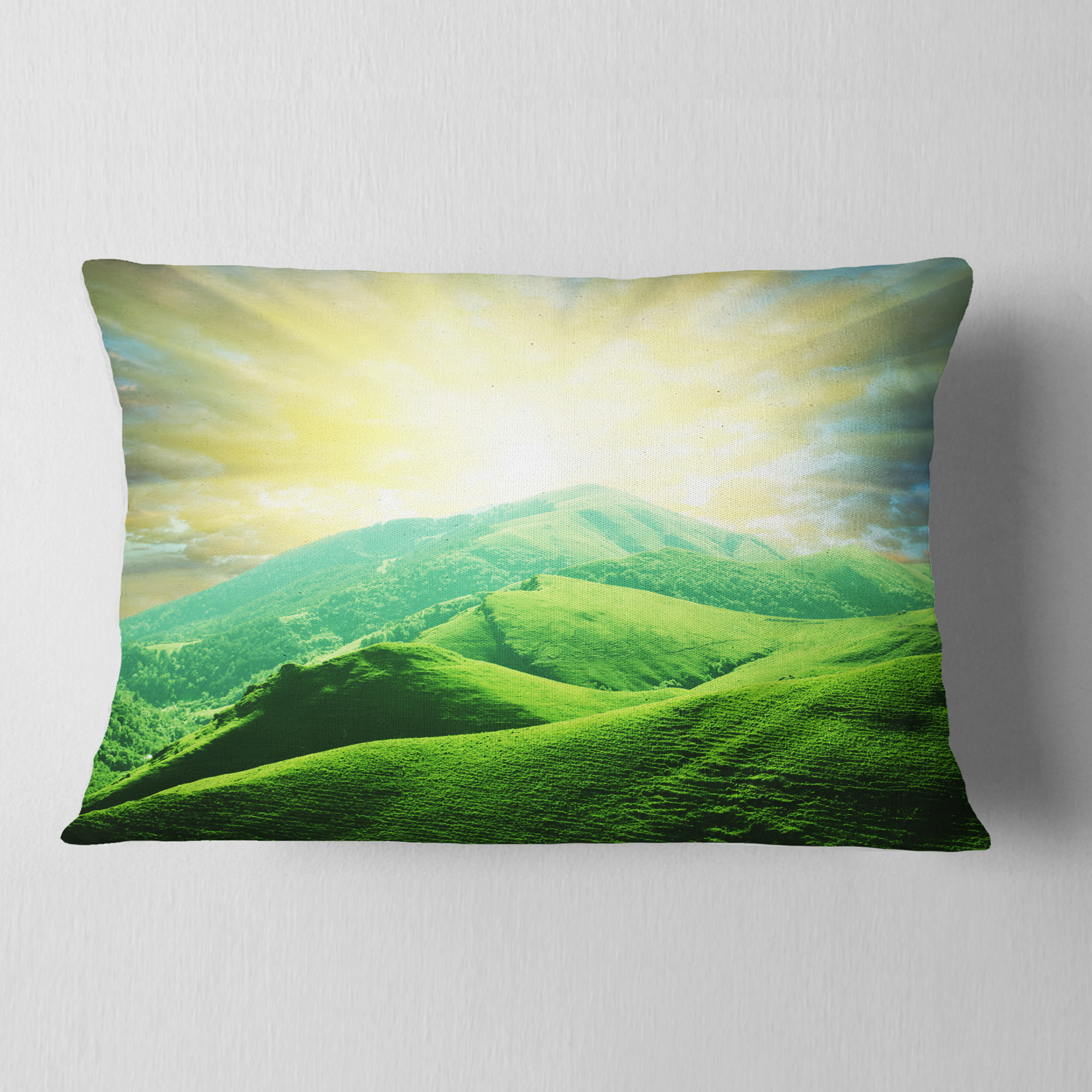 Designart 12" x 20" Green Polyester Throw Pillow