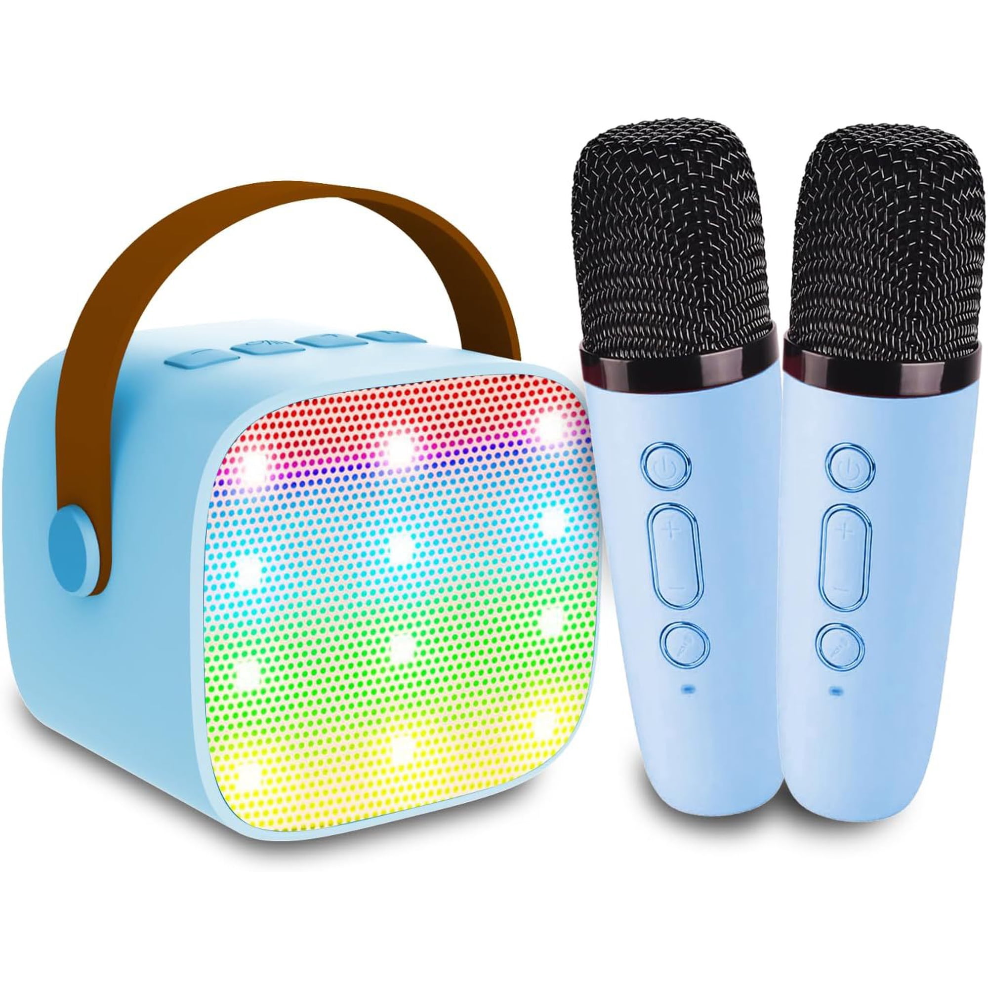 Micro Sans Fil Karaoké Machine Karaoké Enfants Bluetooth - 2 Micros Sans Fil - Effets Lumineux With Wireless Microphone