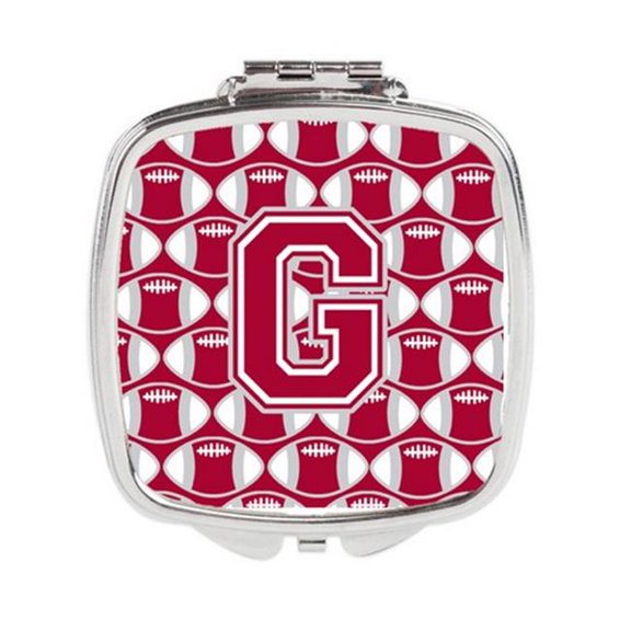 Carolines Treasures Letter G Football Crimson - Grey & White Compact Mirror