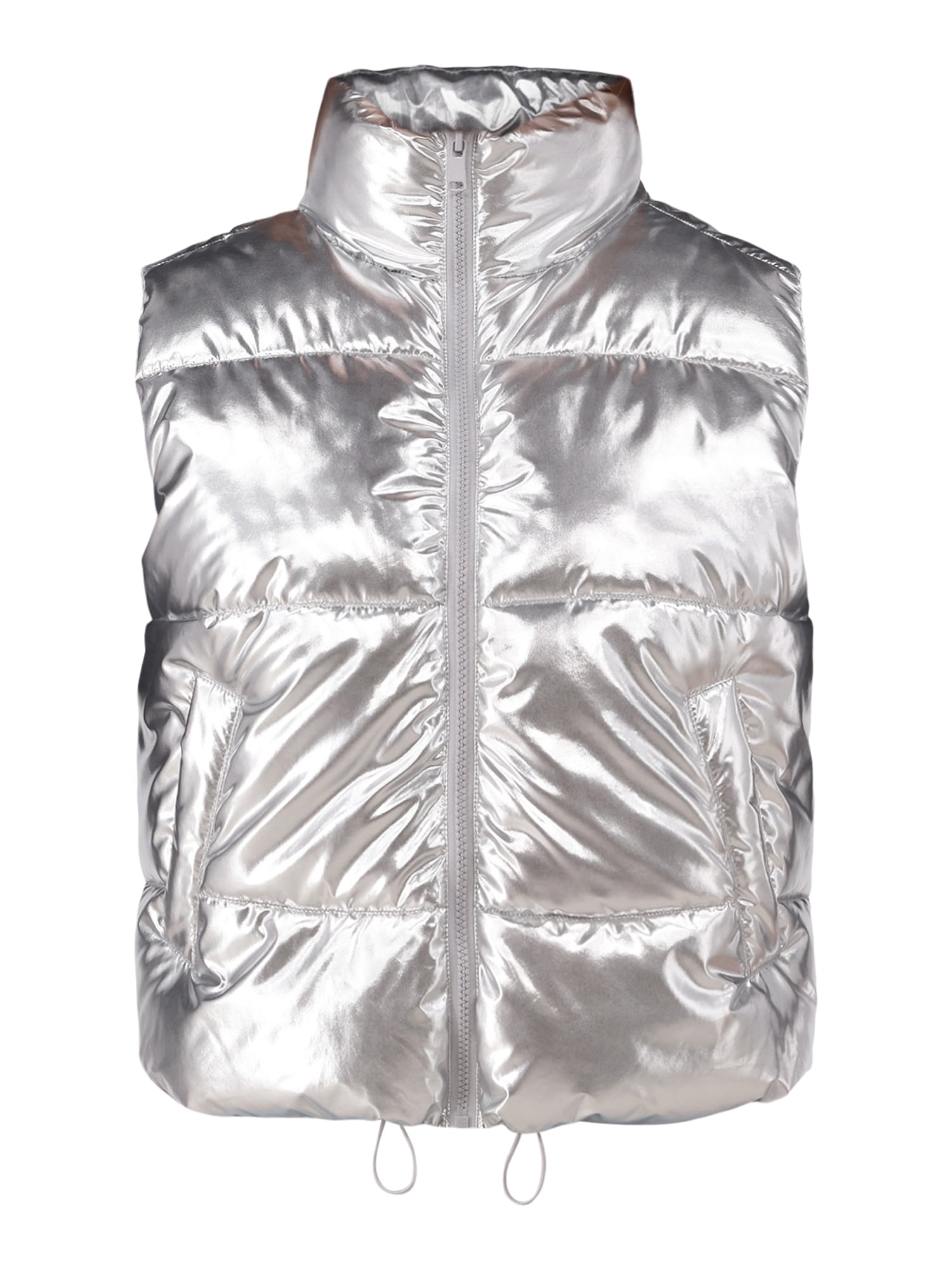 No Boundaries Metallic Puffer Vest, Women's and Women’s Plus