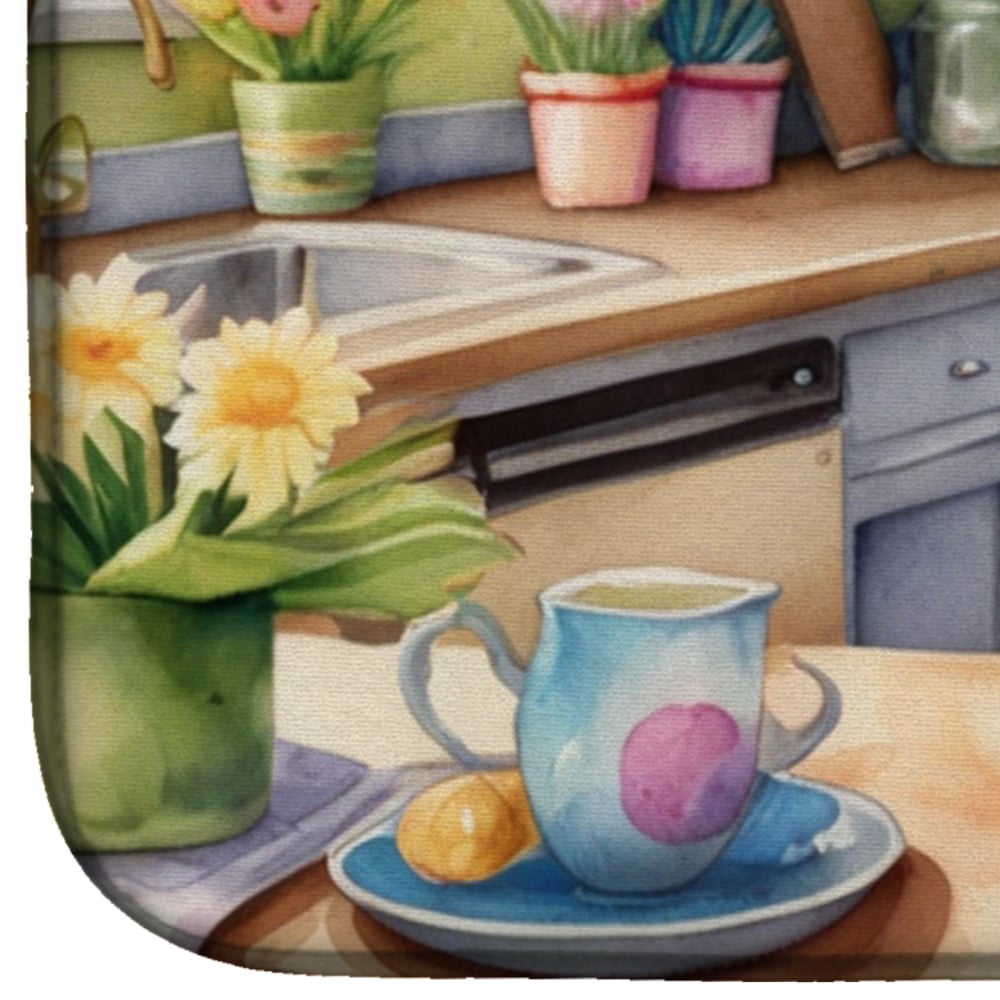 Decorating Easter Yorkshire Terrier Dish Drying Mat