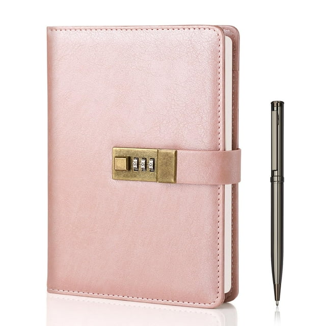 Diario de piel sintética Diary WEMATE Locking, tamaño A5, 8,6 x 5,8 pulgadas