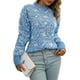 thumbnail image 3 of VISgogo, suéter de punto esponjoso para mujer, primavera, informal, estampado de estrellas, suelto, manga larga, cuello redondo, pulóver, Tops, ropa de calle VISgogo moda, 3 of 7