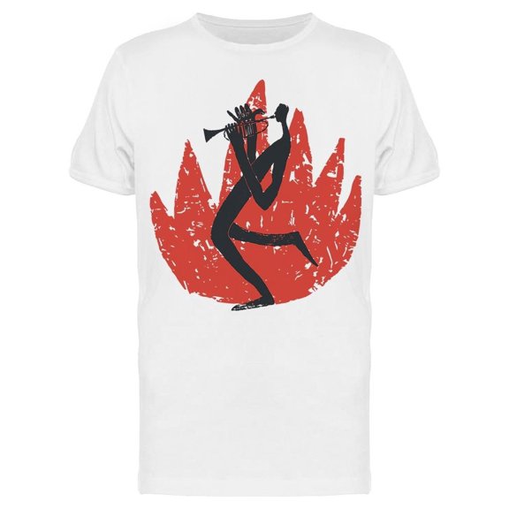 Trumpet Player On Fire Doodle Tee Men's -Image by Shutterstock