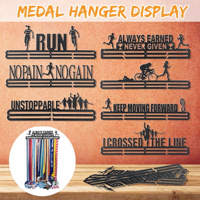 Medal Holder Hanger Display Rack Frame Metal Storage Collector Sport Medal Hanging Bib Organzier 13.4 Inches Sturdy Wall Mounted for 40 Medals Easy to Install She Believed She Could Running Sport 