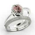 thumbnail image 3 of Art deco 2.00 Carat Vintage Pear Cut Morganite And Diamond Moissanite Engagement Ring Set, Wedding Ring in 10k Solid White Gold, Gift For Her Promise Ring Trio set, 3 of 4