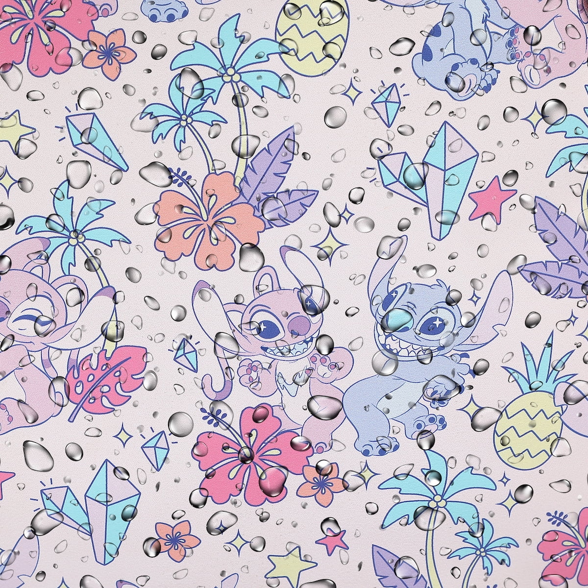 Disney Tropical Stitch And Angel Pink All-Over Print 11.5" Mini Backpack