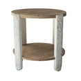thumbnail image 2 of Hassch Round Side Table with Natural Brown Top and Distressed White Legs, 2-Tier Rustic Wooden Accent Table for Living Space and Home Decor, 20"Dia x 19.7"H, 2 of 6