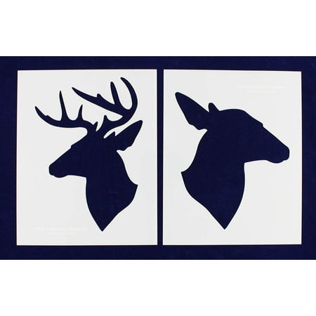 buck and doe deer head stencils 2 piece set 8 x 10 inches