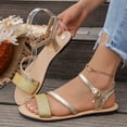 thumbnail image 5 of ShiShine Womens Flat Sandals Dressy Cute Summer Metallic Sparkly Open Toe Slides Vacation Beach Ankle Strap Sandals, 5 of 9
