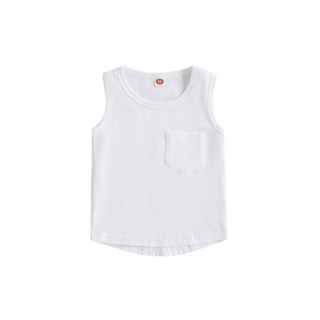 

Wassery Baby Kids Boys Tank Top 6M 12M 18M 24M 2T 3T 4T Toddle Vest Sleeveless Crew Neck Solid Color Tops with Pocket Summer Clothes